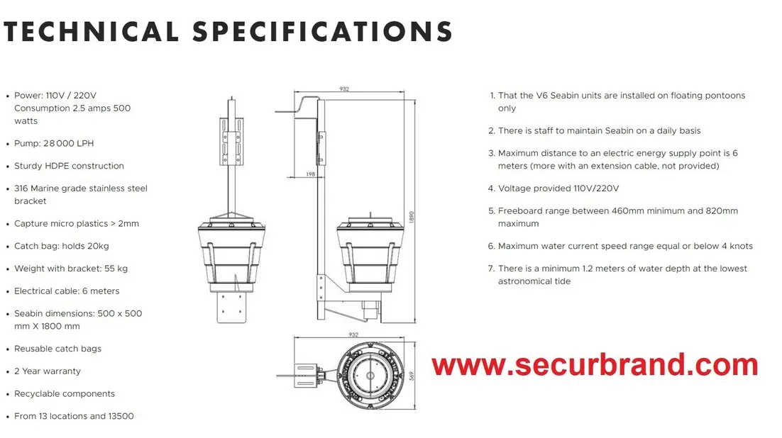 technical specifications seabin system